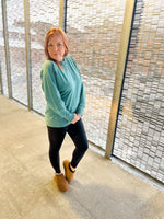 Zenana mineral dyed french terry pullover sweatshirt in teal 