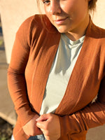 Be Cool open knit cardigan with front pockets in pecan