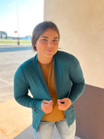 Be Cool open knit cardigan with front pockets in teal