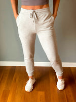 Mono B french terry cuff skinny joggers in heather gray