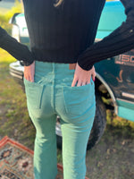 Green Tummy Control Flare Jeans