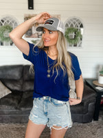 navy boyfriend relaxed fit tee with v-neck