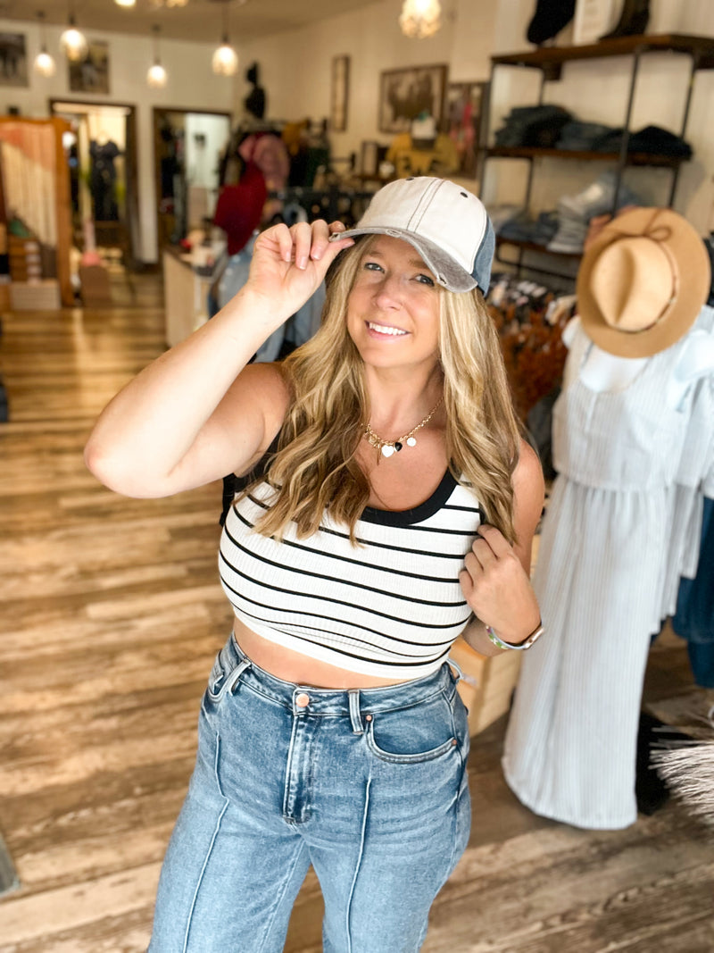 Striped Crop Tank Top