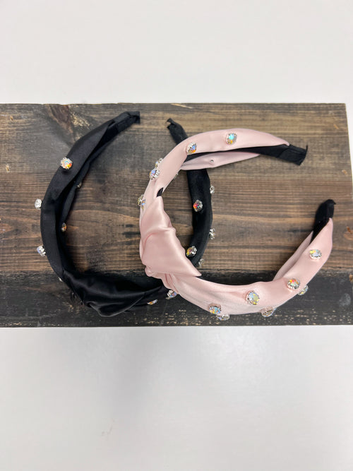 Rhinestone Embellished Knotted Headband