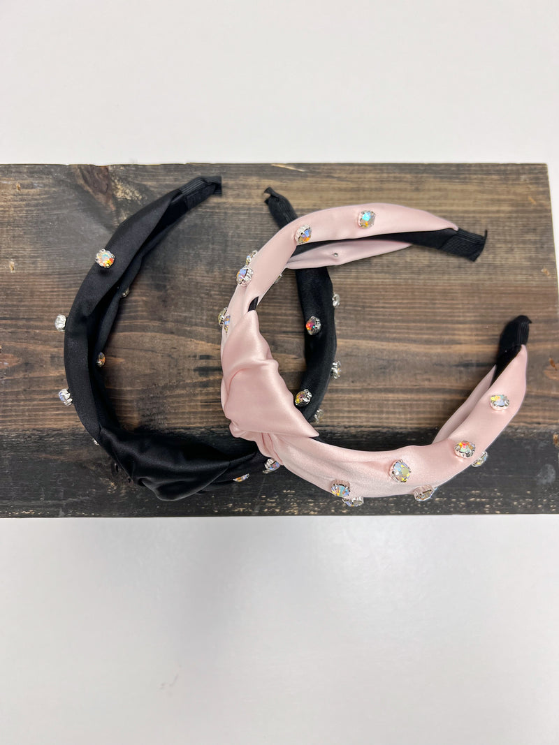 Rhinestone Embellished Knotted Headband