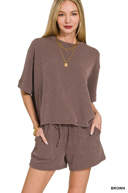 Corded Ribbed Short Set