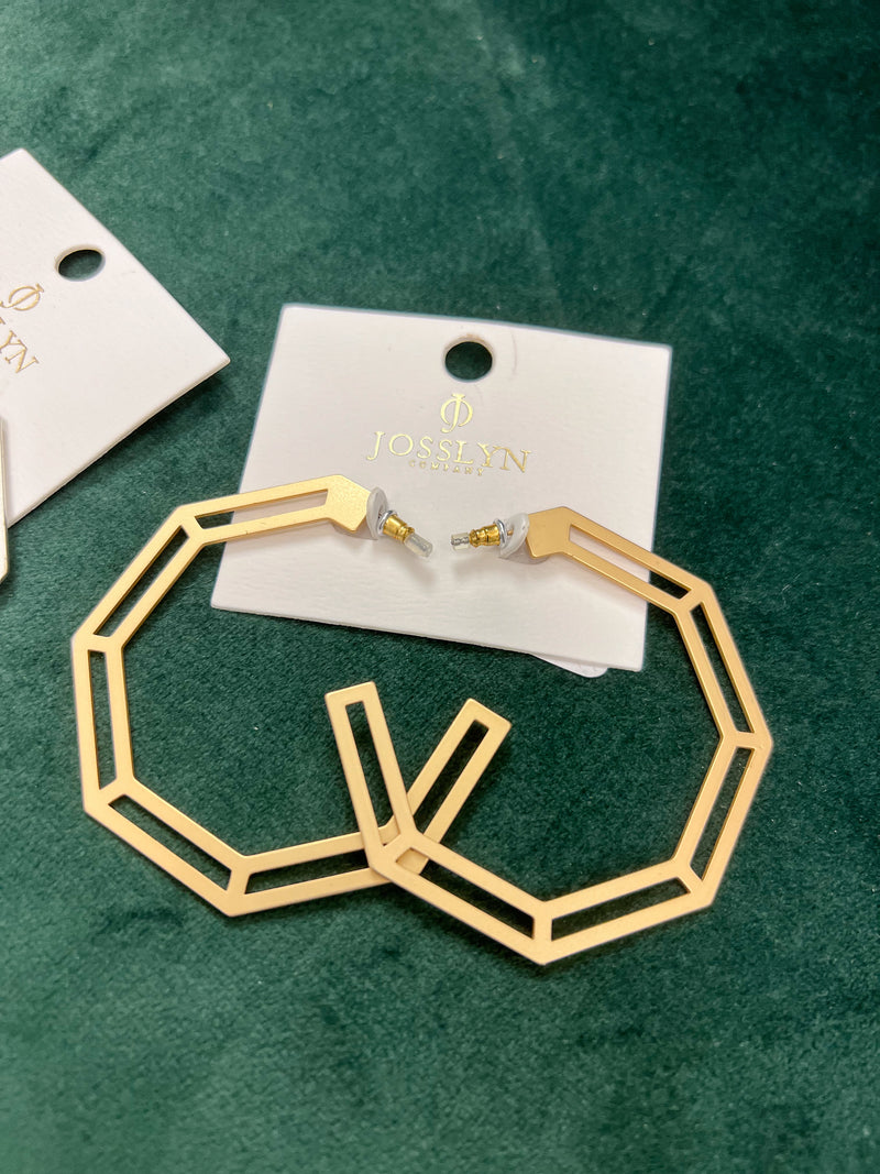 Hexagon Cutout Hoop Earrings