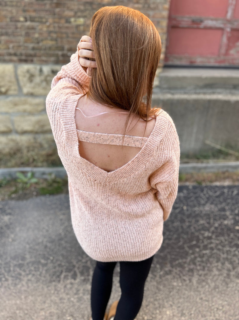 Blush Back Detailed Knit Sweater