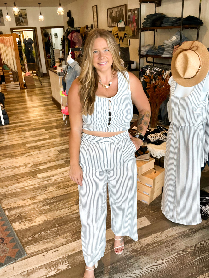 Regina Striped Cropped Top and Pant Set