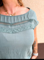 Lace Trim Yoke Blouse