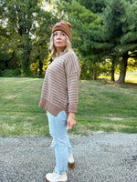 Taupe Striped Soft Sweater