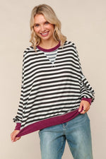 Jessa Striped Dropped Shoulder Top