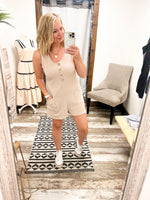 cream ribbed tank top romper