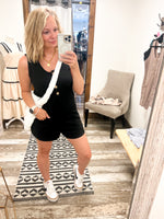 black ribbed tank top romper