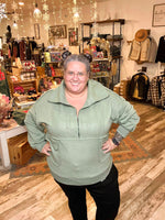 Sage Green Cozy Half Zip Pullover