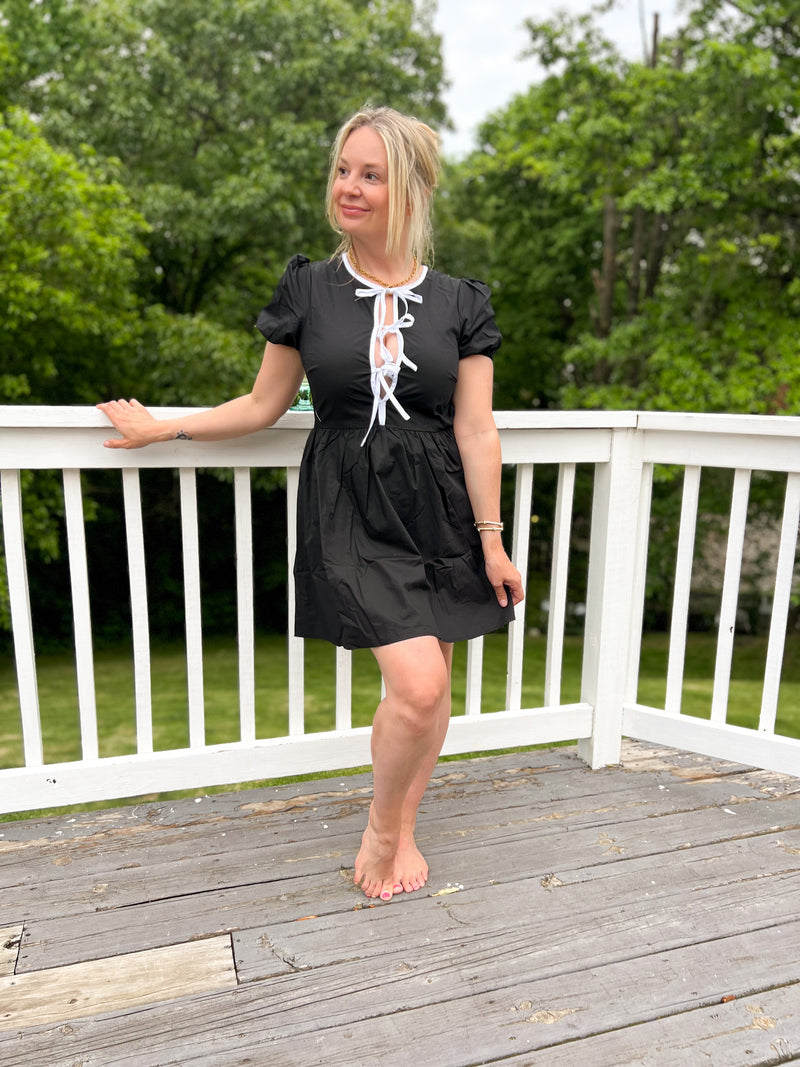 Isabelle Front Tie Black Dress XS Isabelle Front Tie Black Dress XS