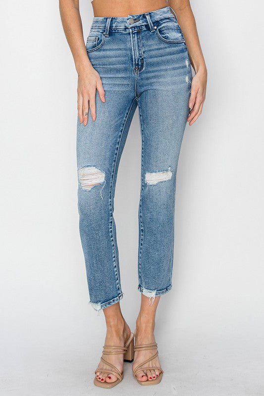 Isabel High Rise Crop Straight Jeans