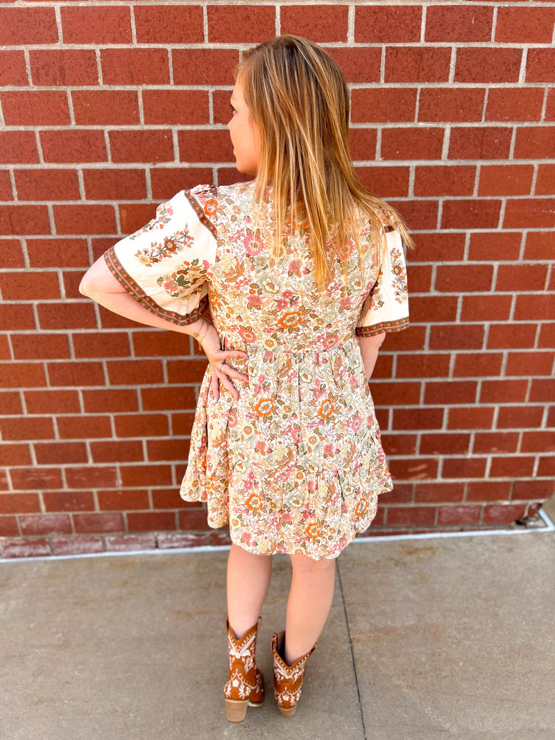 Boho Woven Floral Printed Dress