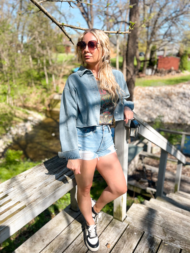 Beatrice Cropped Denim Shacket