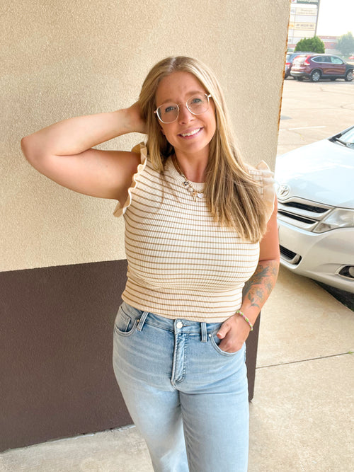 Jess Striped Ruffle Tank