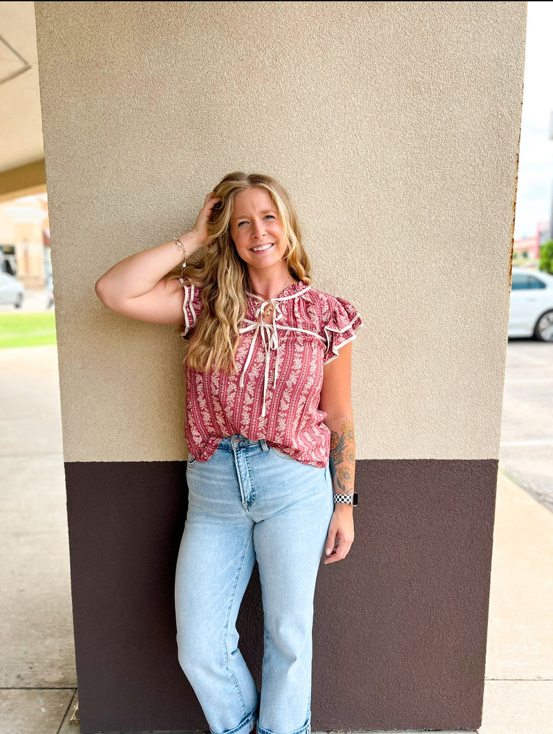 Elite Stripe Floral Pattern Blouse