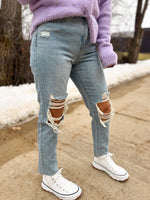 Casey High Rise Distressed Straight Jeans