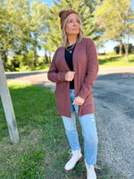 Griffin Waffle Knit Open Front Cardigan