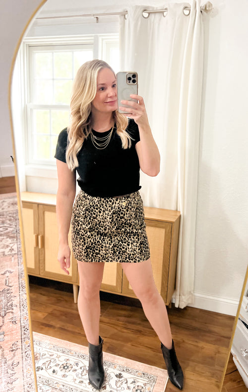 Leopard Denim Skirt