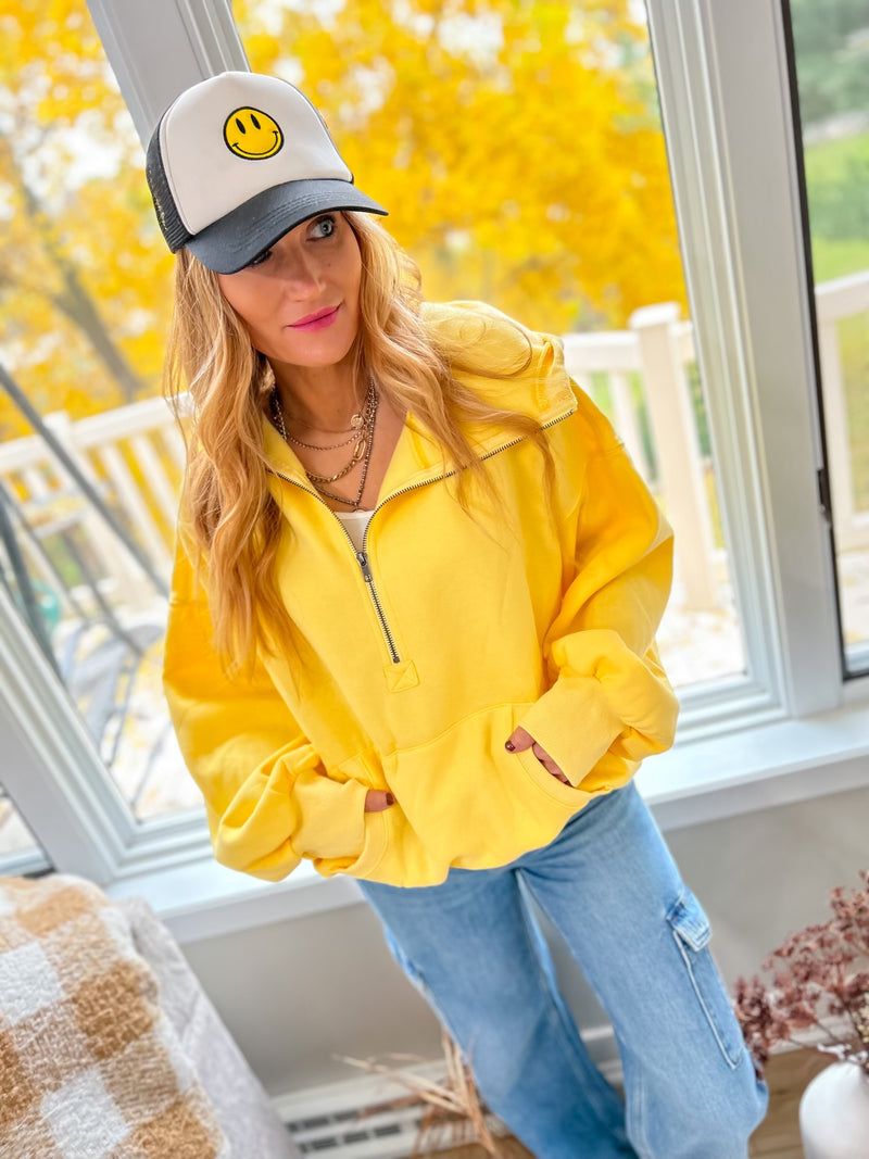 Half Zip Up Fleece Hoodie
