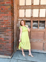 April Lime Tiered Midi Dress