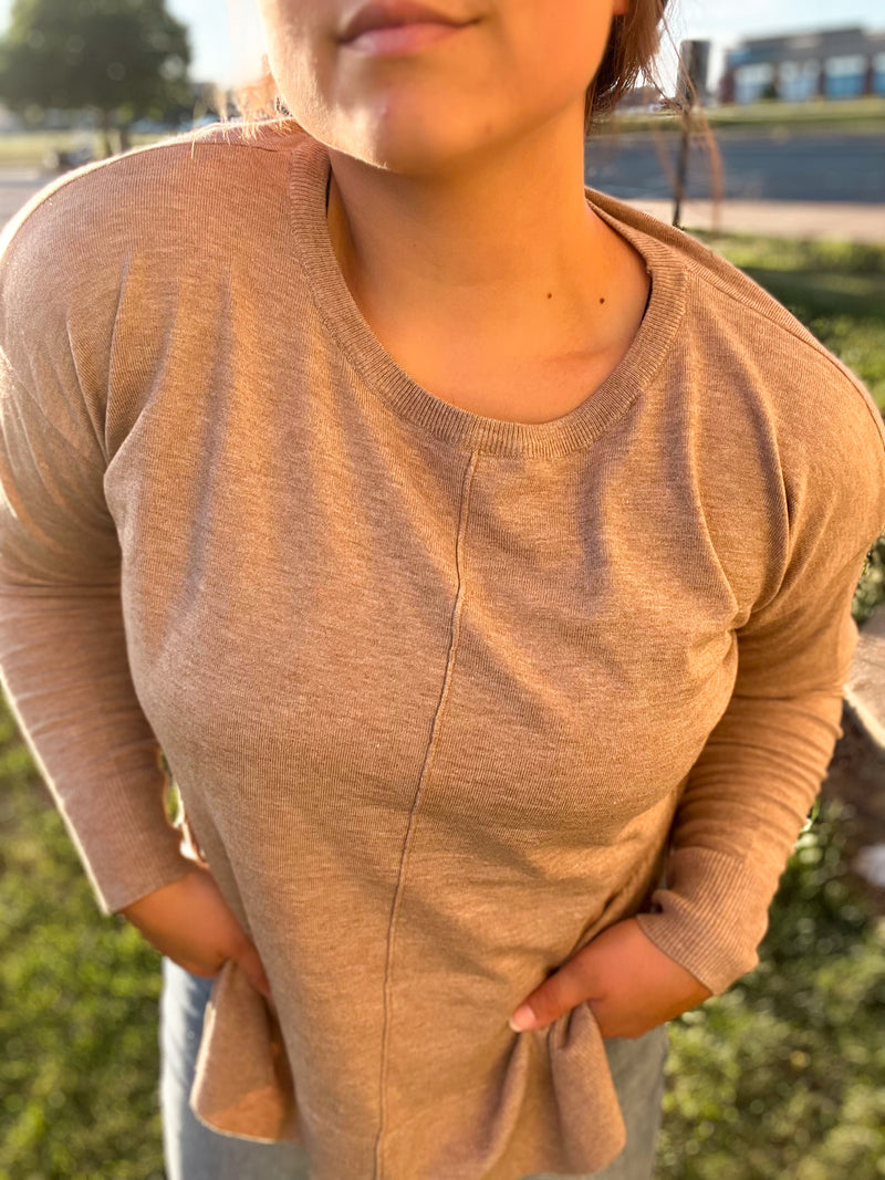 Mariah Crew Neck Sweater with Center Seam