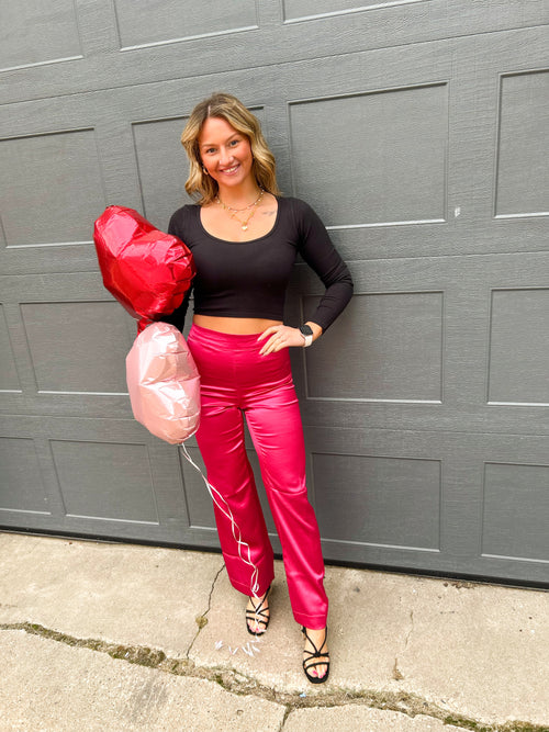 Tilly Hot Pink Satin Pants