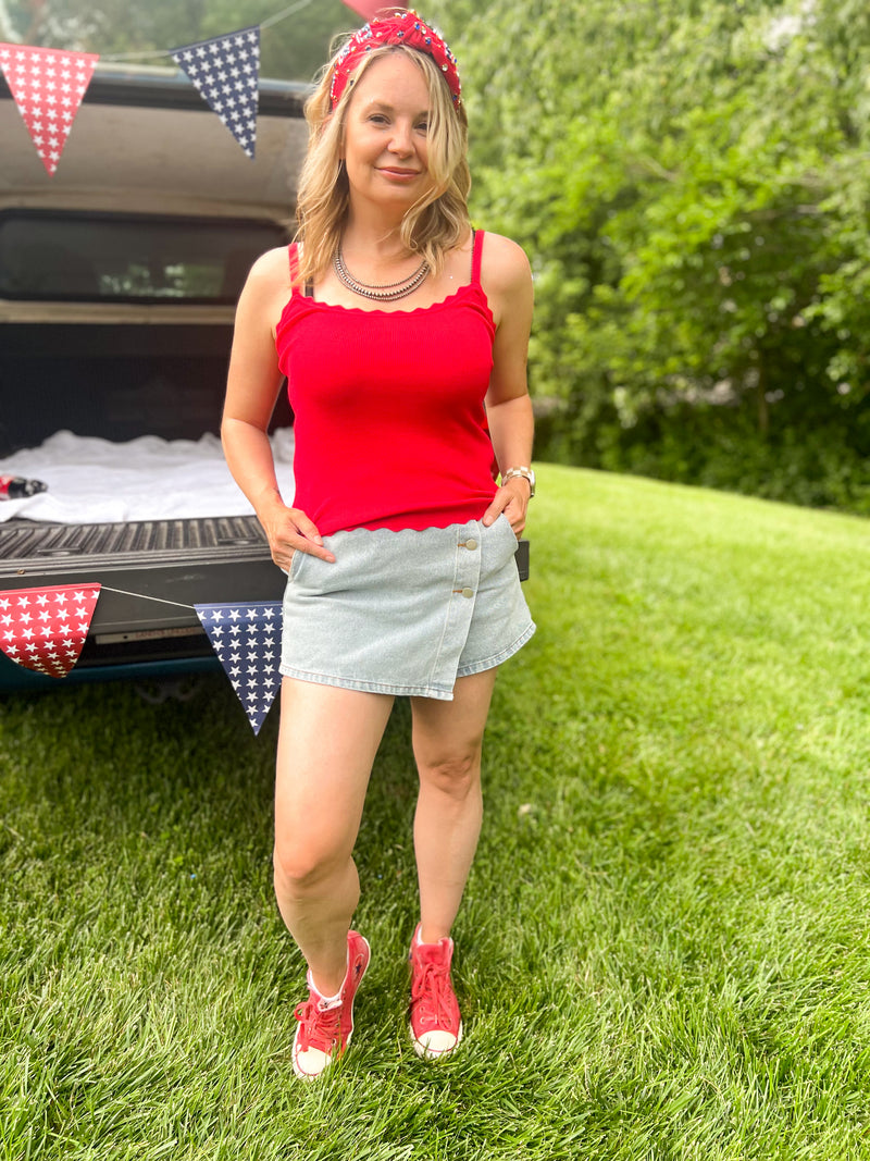 Isabelle Red Scalloped Cami