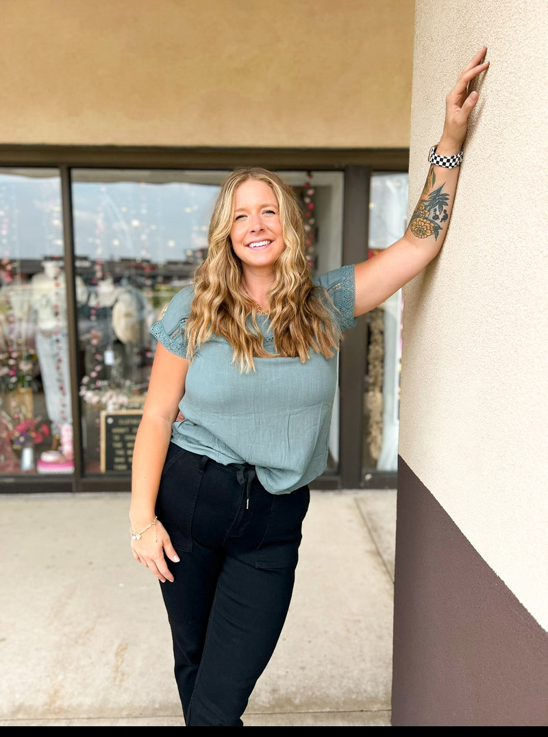 Lace Trim Yoke Blouse