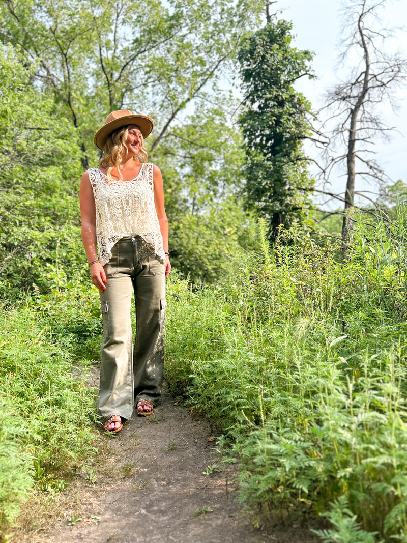 ivory crochet tank top