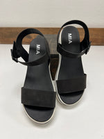 MIA black and white platform sandals with ankle strap