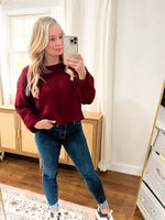 Ainsley Cropped Maroon Sweater