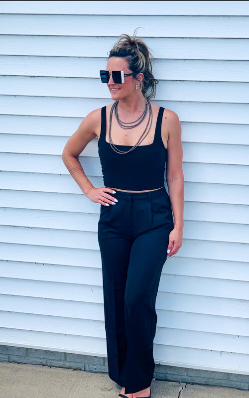 blu pepper wide leg pants in black