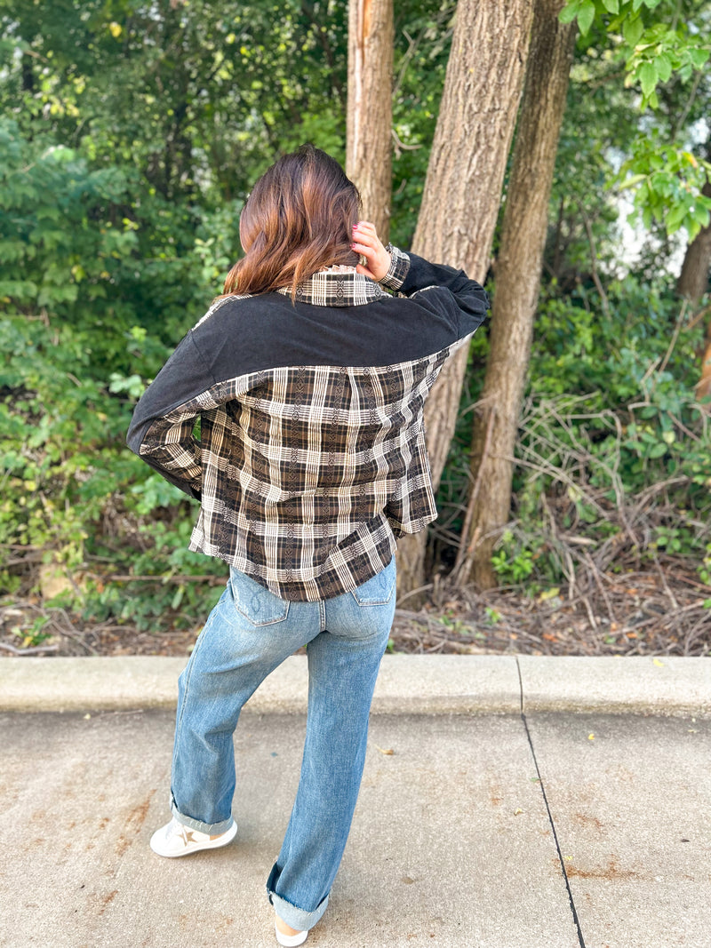 Corduroy Boho Plaid Button Down