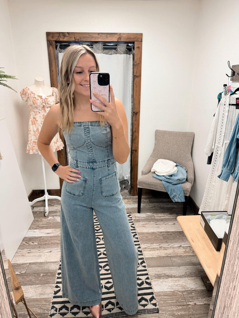 Strapless Wide Leg Jumpsuit