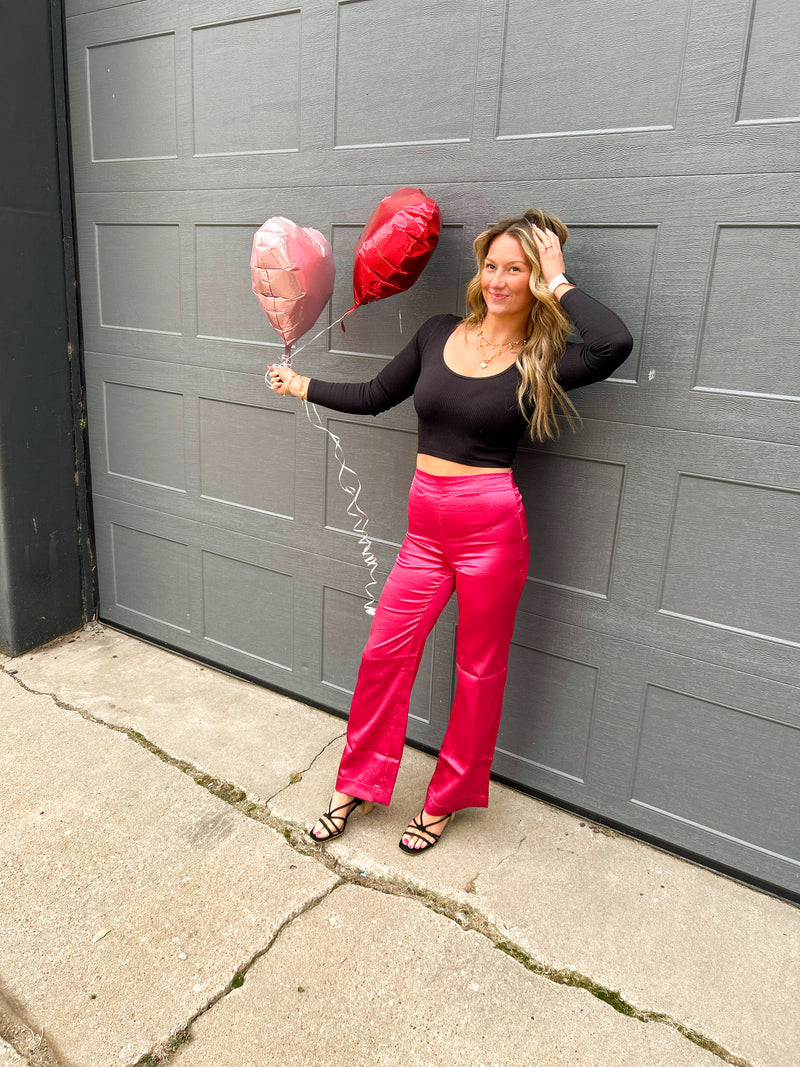 Tilly Hot Pink Satin Pants