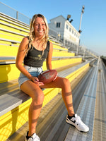 gameday social cropped ribbed tank top in charcoal gray with U of Iowa logo