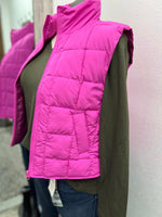 Riley Solid Hot Pink Puffer Vest