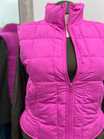 Riley Solid Hot Pink Puffer Vest