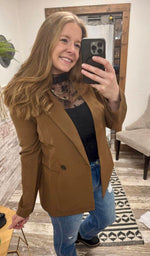 Solid Double Breasted Blazer Jacket