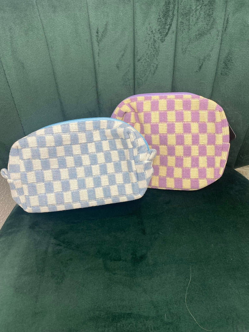 Checkered Cosmetic Makeup Pouches