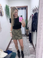 Leopard Denim Skirt