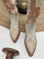 Lainey Pink and Off White Cowboy Boots