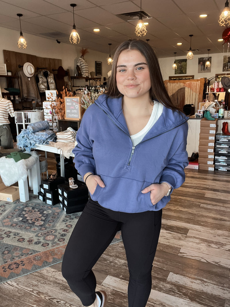 Marianne Half Zip Kangaroo Pocket Hoodie