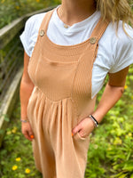 Rib Textured Wide Leg Overalls